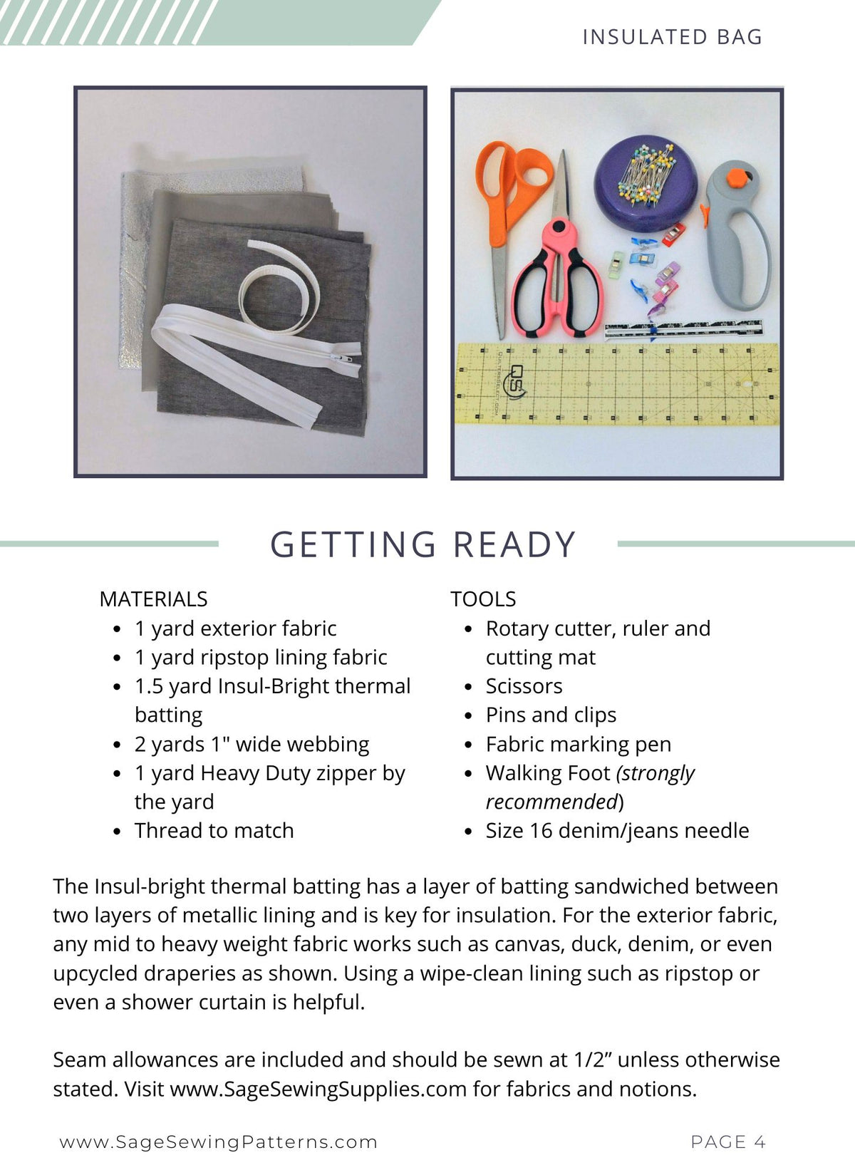 Insulated Shopping Bag, digital sewing pattern tutorial, sizes L & XL