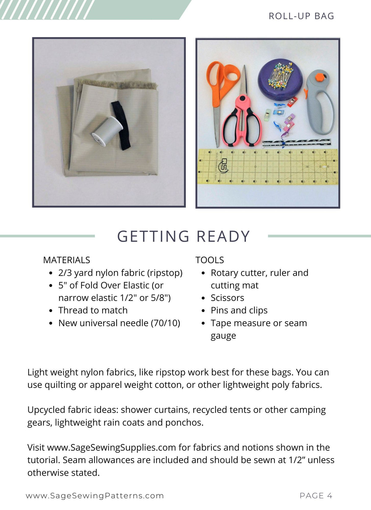 Nylon Shopping Bag, digital sewing pattern tutorial