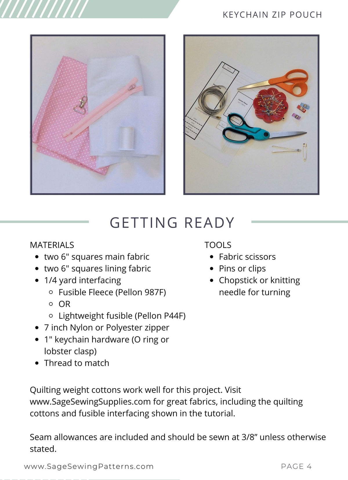 Heart Keychain Zipper Pouch, digital sewing pattern tutorial