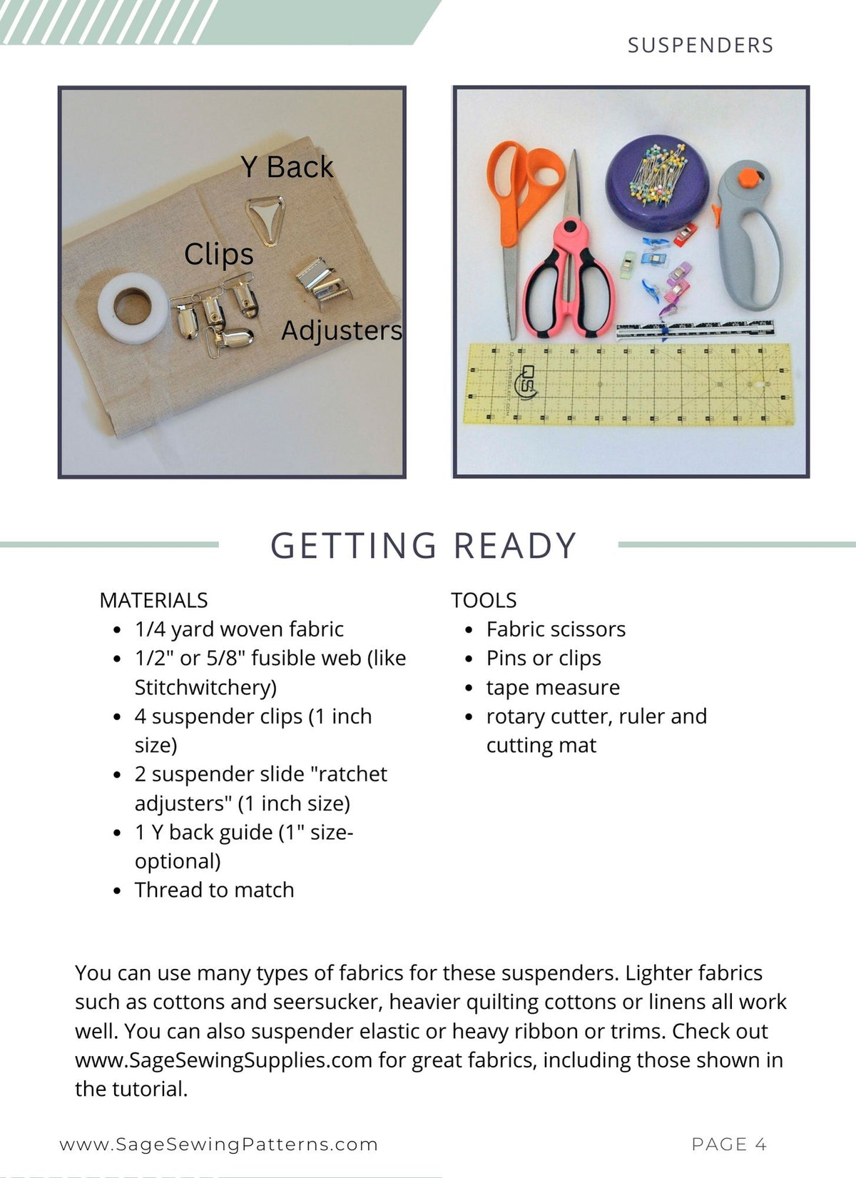 Boys Adjustable Suspenders, digital sewing pattern tutorial