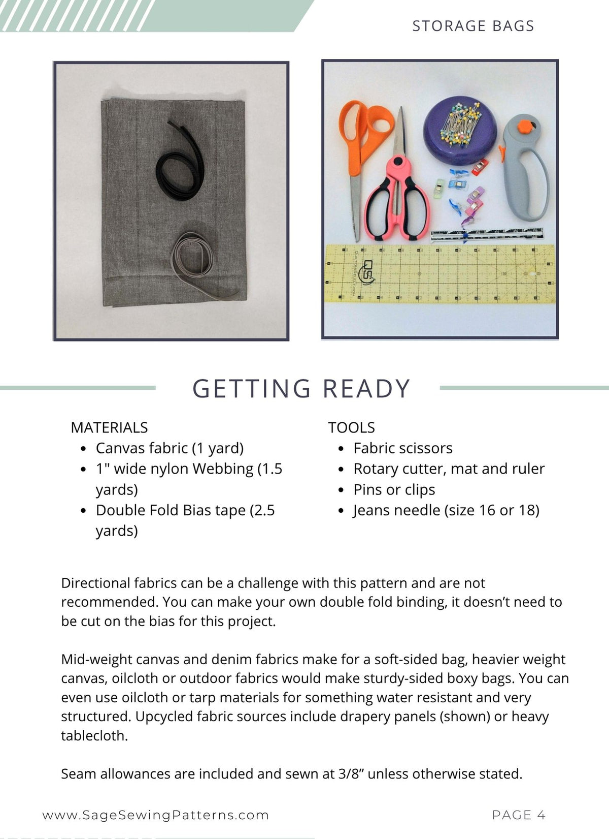 Large Canvas Shopping Tote, digital sewing pattern tutorial with bound seams