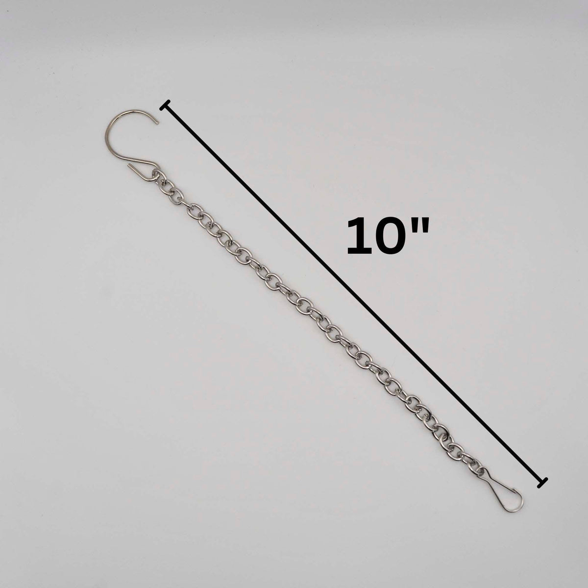 Hanger Chain Hardware- 10 inch stainless steel hook, jack chain and clasp