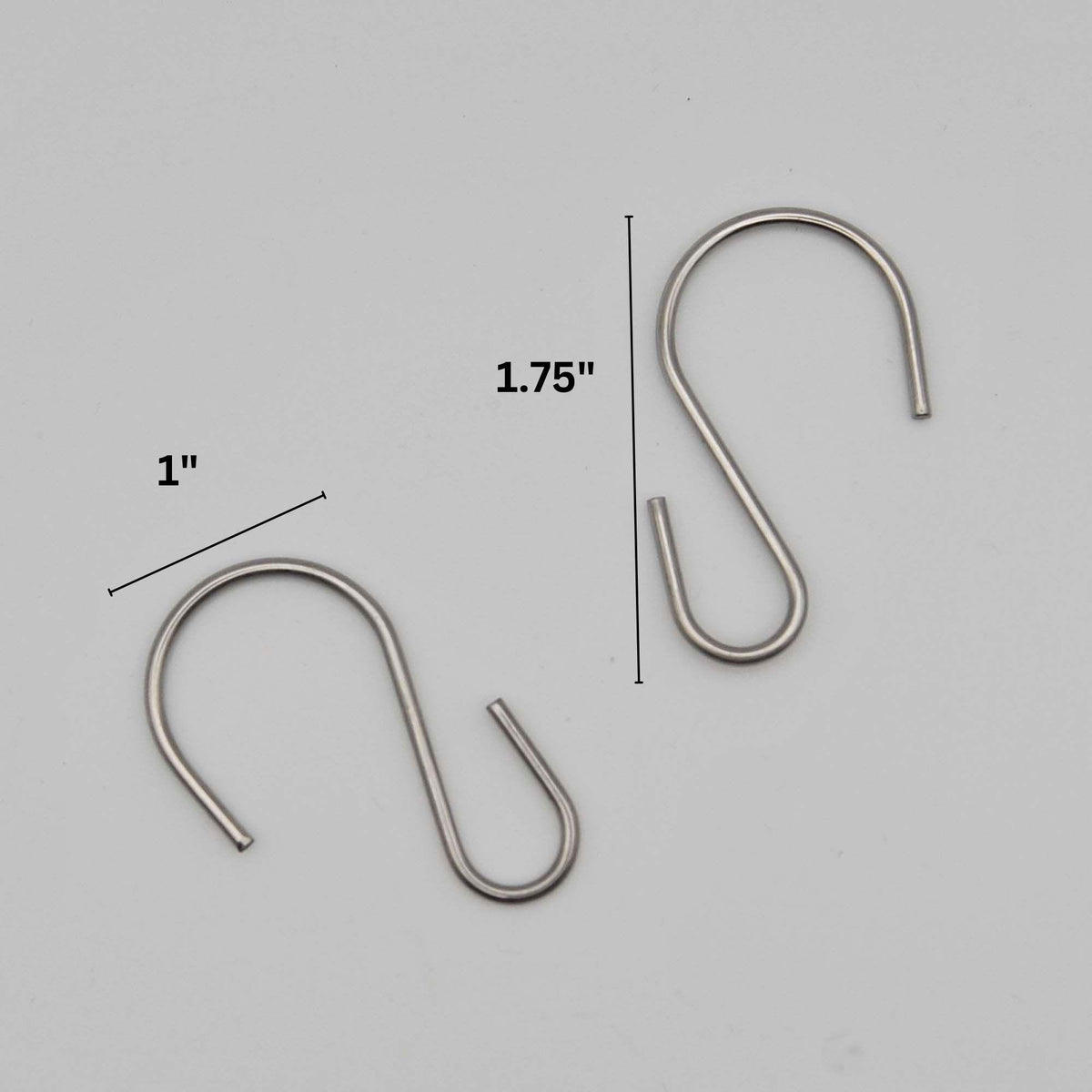 Stainless steel S hooks, 1 inch wide and 1.75 inch long