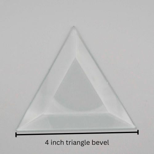 Triangle Beveled Glass, 1 piece clear glass bevel 2" 3" or 4"