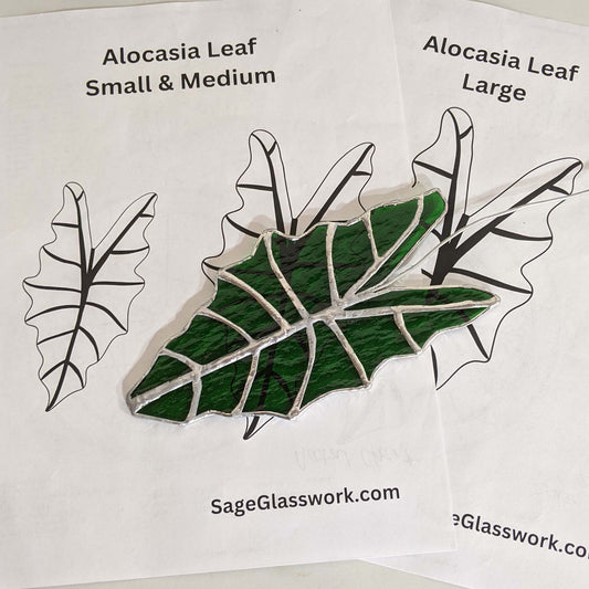 Alocasia Leaves stained glass pattern 3 sizes