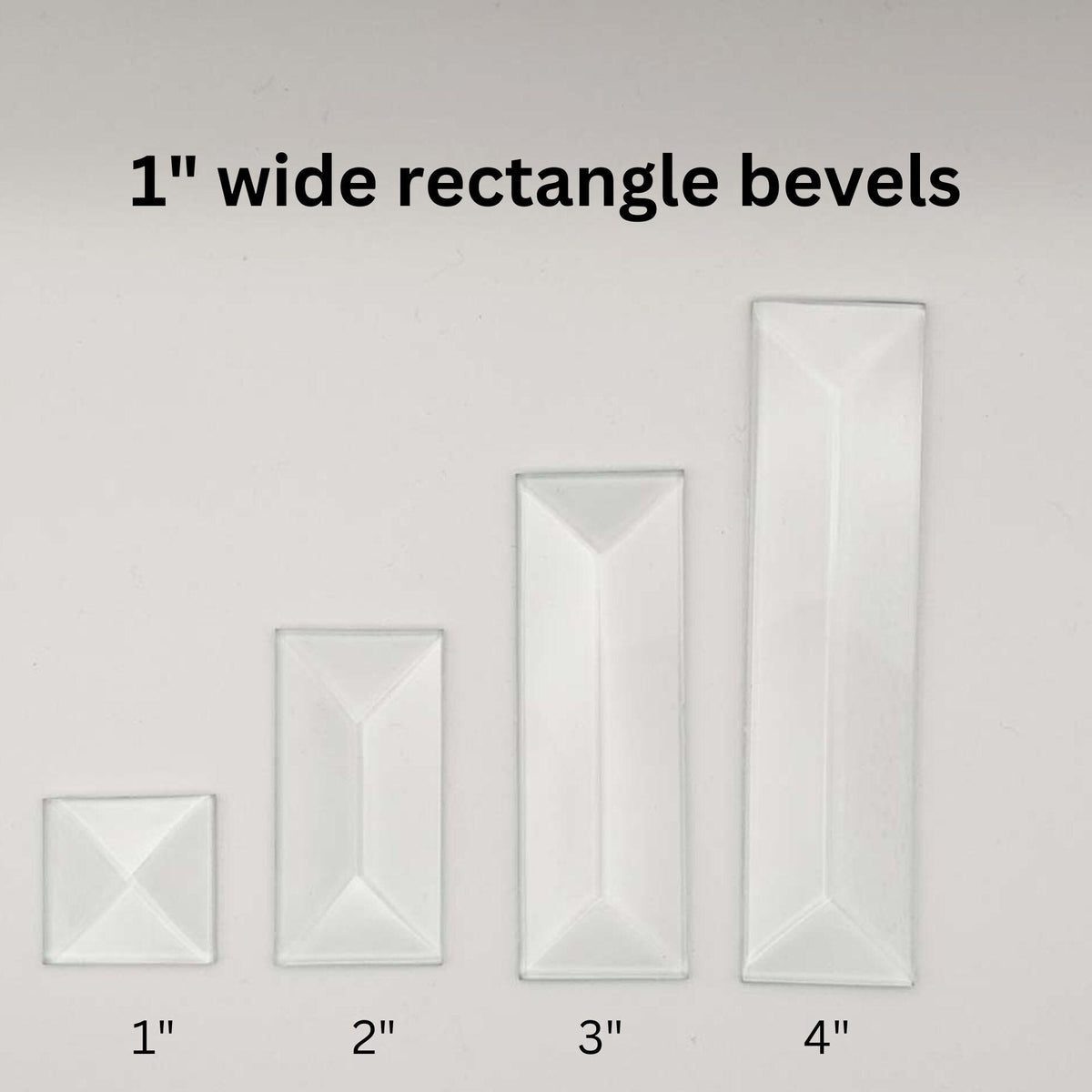 1" x 4" Rectangle Beveled Glass