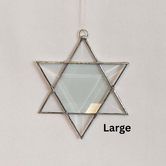 Stained Glass Star of David, clear beveled glass