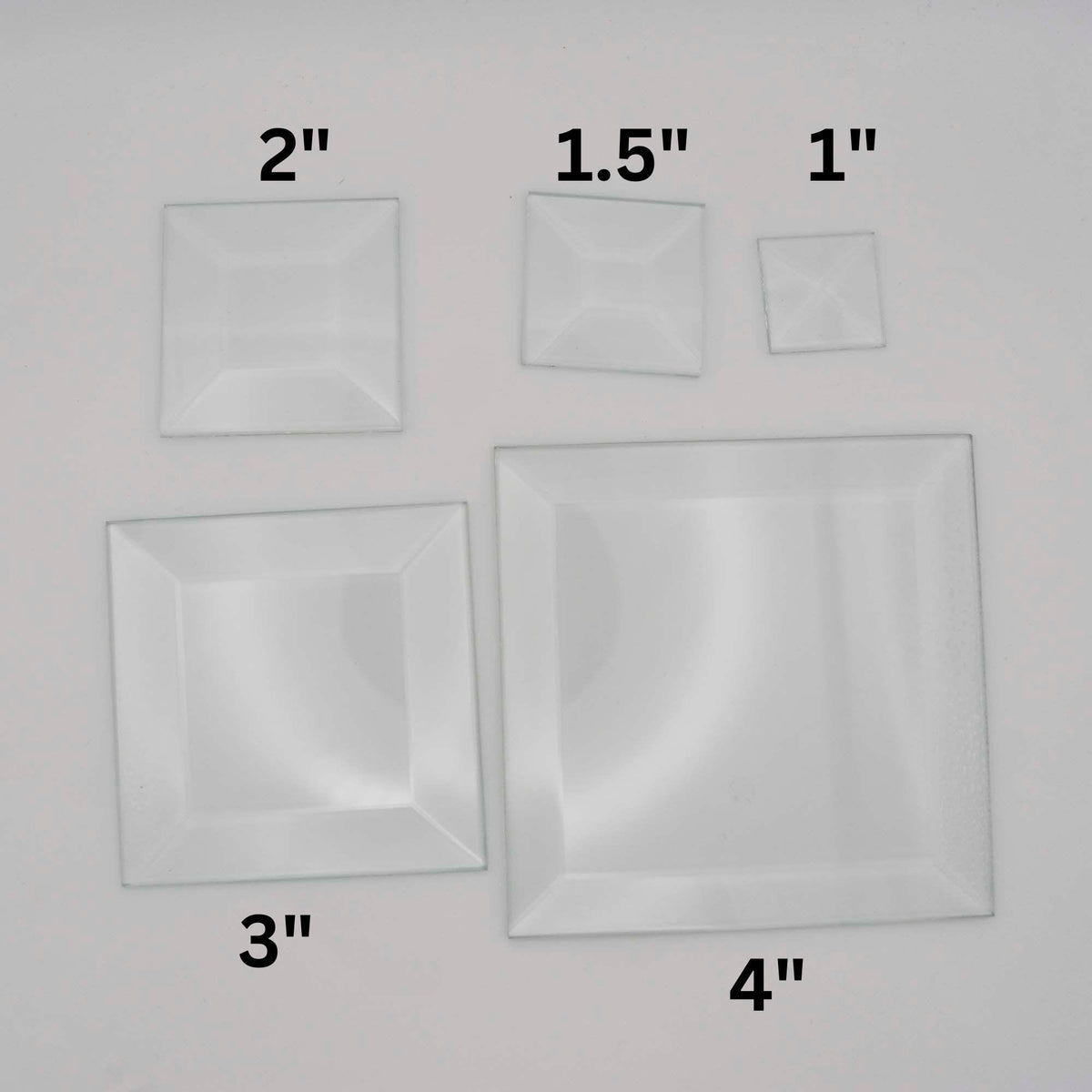Square Beveled Glass, 1 piece clear glass bevel 1" 1.5" 2" 3" or 4"