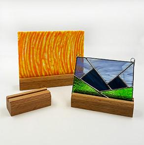 Oak table top Display Stand for art glass, 4", 6" or 8" wide