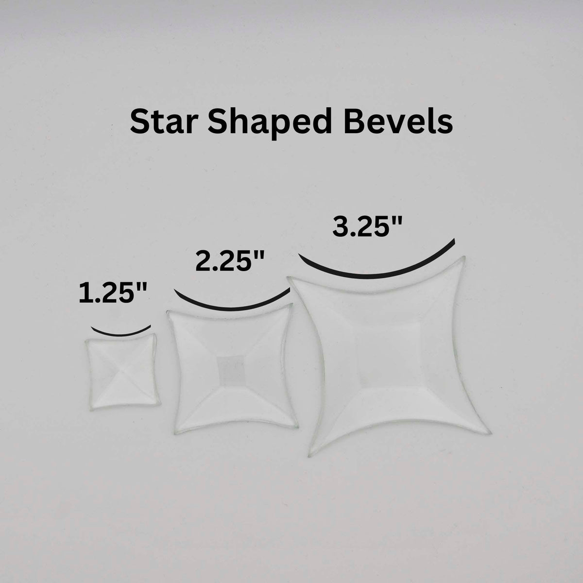 3.25" Star Glass Bevel, 3 1/4 inch concave sides