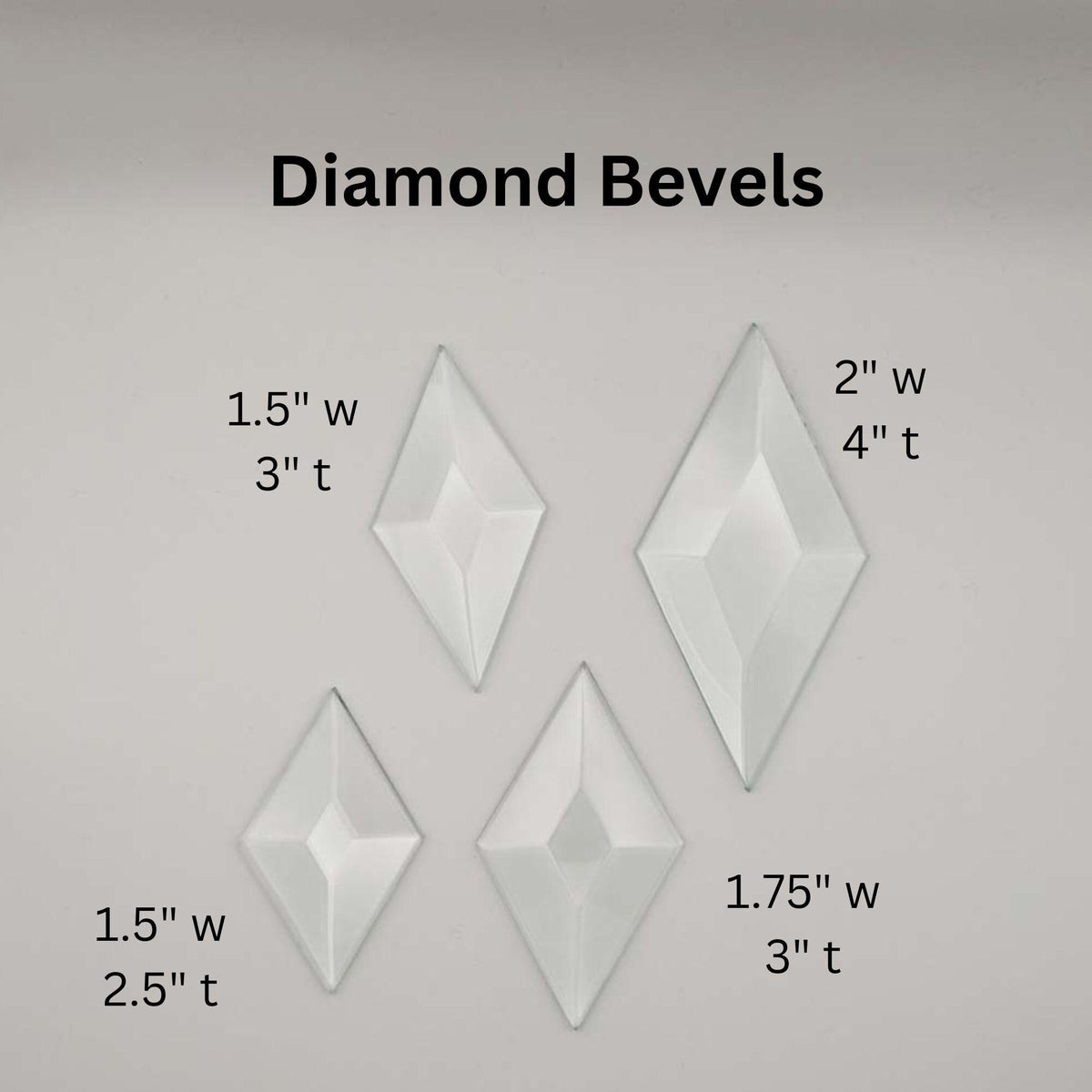 1.5" x 3" Diamond Bevel glass