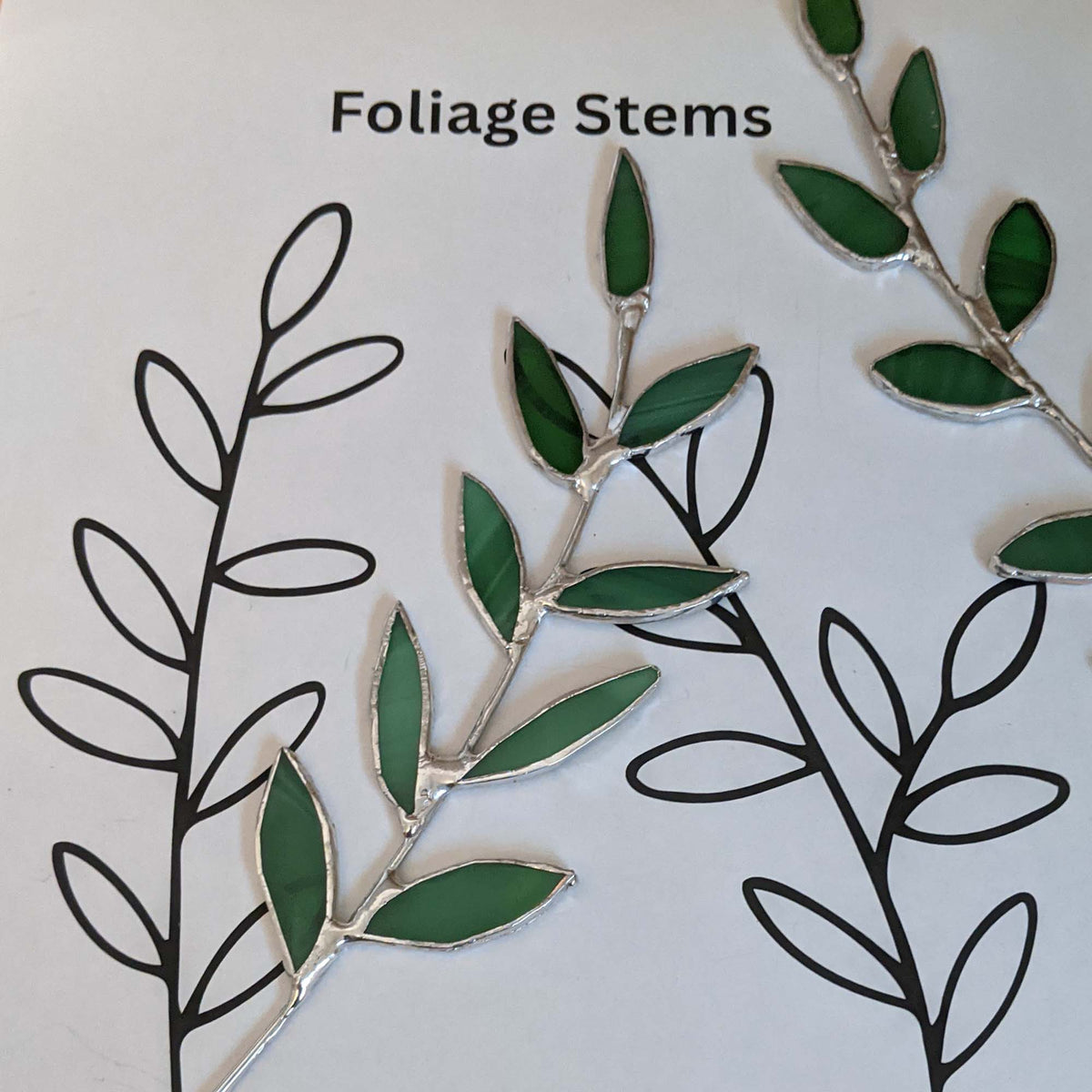Plant foliage stem stained glass pattern
