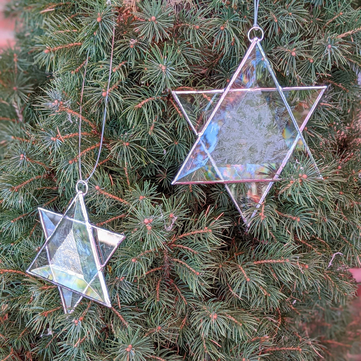 Stained Glass Star of David, Frosted beveled glass